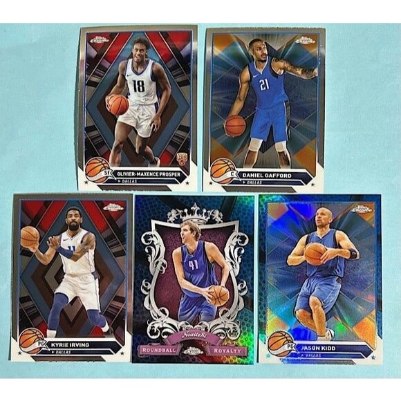 2023-24 Topps Chrome Dallas Lot -Kidd, Dirk, Kyrie ,Gafford & Prosper RC - Picture 1 of 4